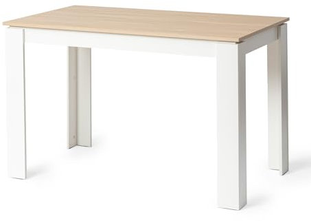 FURNITABLE Mesa de comedor, mesa de comedor de madera para cocina, diseño minimalista, mesa de comedor para 4, 110 x 70 x 75 cm, roble y blanco