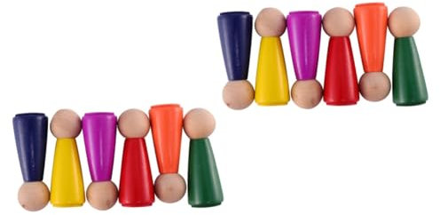 KICHOUSE 2sätze Teiliges Holzfiguren Bastelset Handgemachte Peg Dolls Für Junge Mädchen Kreative Graffiti-puppen Dekorative Figuren Sicher Und Farbenfroh Für Spiel Und Dekoration