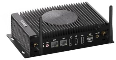 VENOEN PC Industial con Ventilador Core i7 10510U, 12V Mini PC 2 RS232/RS485 COM, 2 LAN, 14 Pin GPIO, 2 HD, DP, 3G/4G SIM Slot, WiFi6, PC Server Win11/Linux, 16GB RAM 512GB SSD