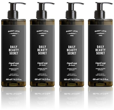 Guest Love Flüssigseife 480ml Daily Beauty Secret Handseife Ginko Biloba Extrakt Hotel Wellness Spa (480ml (4er Pack))