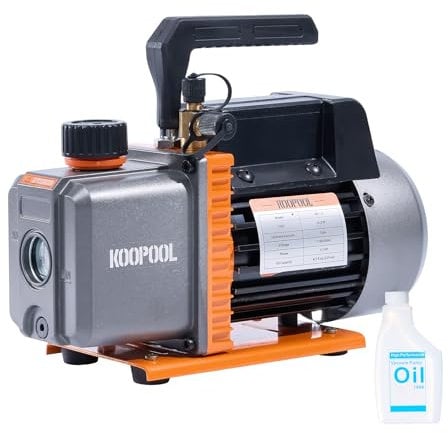 4CFM 1/3 HP Heavy-Duty HVAC Vacuum Pump – Multi-Refrigerant Compatible (R12/R22/R134a/R410a) for Auto AC, Resin Degassing & Industrial Use – Includes Oil