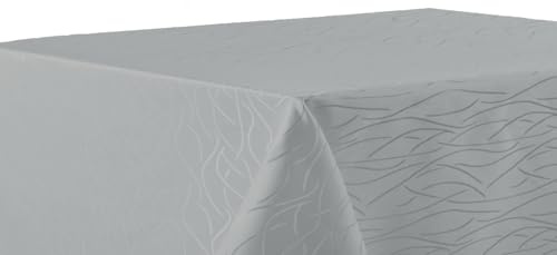 texpot Tischdecke 130 x 260 cm hellgrau Streifen bügelfrei Tischtuch fleckabweisend
