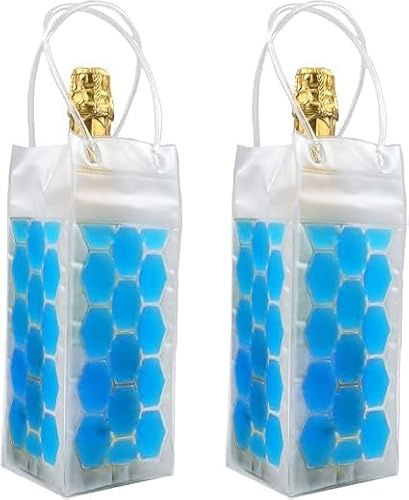 Lot de 2 sacs isothermes pour bouteille de vin et de bière - Refroidissement instantané et garde votre boisson froide - Garde au frais et au frais - Champagne et vin