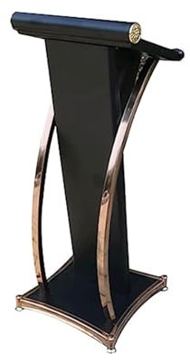 HCZKIUJY Solide Podien, Robustes Podium, Gebogene, tragbare Rednerpulte, sorgfältig entworfener Podiumständer, Stehpult für Empfangstheken, Rednerpulte, klassisch, elegant (schwarz)