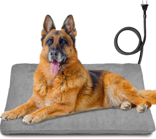 Heizkissen für Haustiere, geeignet für Katzen und Hunde, selbstregulierendes elektrisches Heizkissen, sichere Heizdecke mit bissfestem Kabel, Heizkissen für Hundebetten, Katzenbettenl-Grau 60*90cm