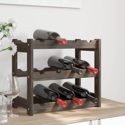 LLEZKBR Armoires et rangements - Casier à vin - Pour 12 bouteilles - En pin massif - Gris