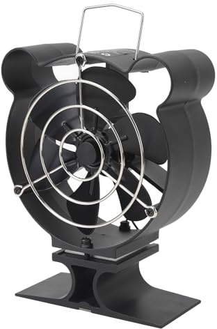 Luocute 6 Klingen Kamin Ventilator Wärme Betriebener Herd Ventilator, Geräuscharmer Aluminium-Holzherd Zubehör Nicht Elektrischer Thermischer Ventilator für Kamin, Holz Brenner, mit
