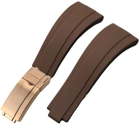 ROUHO 21mm Silikon Sport Uhr Armband - Schiebeverschluss Armband Ersatz Uhr Armband für Rolex Daytona Submariner
