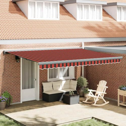 QJBSAVVA Einziehbare Markise 450x300 cm Orange Braun Gelenkarmmarkise aus robustem Stoff und Metall Modernes Sonnenschutz System für Garten Terrasse Balkon
