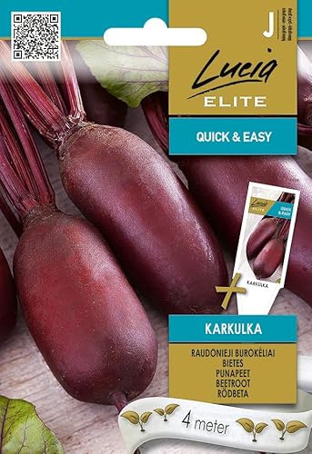 Lucia Elite | Rote Bete - KARKULKA samen | Gemüsesamen | Länglich geformte, dunkelrote Wurzeln | Süßer Geschmack, ideal für Saft & Konserven | Rote Bete Saatgut | 1 Pack