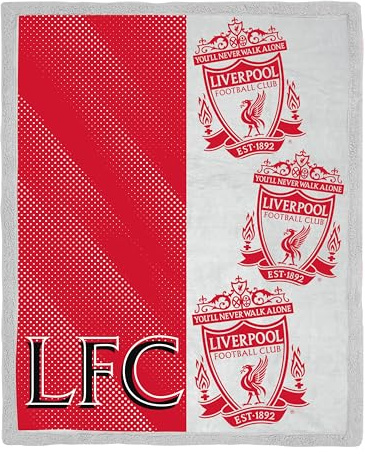 Liverpool FC Offizielle Fleecedecke | Superweiche, warme Decke mit Sherpa-Rückseite, Crested-Design | Perfekt für Zuhause, Schlafzimmer, Übernachtungen & Camping | Größe 120 x 150 cm