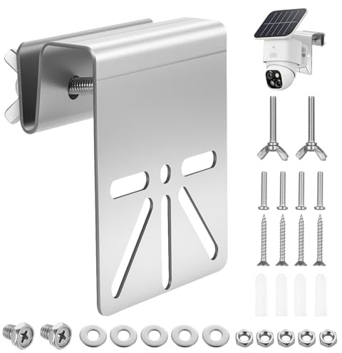 1 SetGutter Mount for Eufy, Arlo Solar Panel, Metal Gutter Mount Bracket for Eufy Security Cameras, Stainless Steel Gutter Brackets Solar Security Camera Holder Compatible with IP PTZ DomeCameras