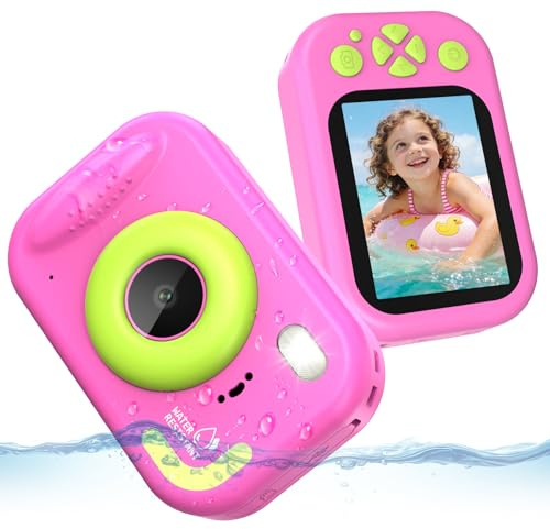 Macchina Fotografica Bambini, 1080P Macchina Fotografica Subacquea Bambini con 2,4 Schermo, 32GB Scheda, 10M/32.8FT Fotocamera Impermeabile Digitale Regalo per Bambini da 3-12 Anni