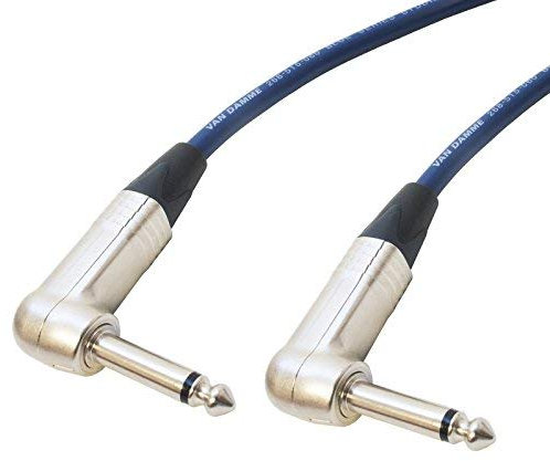 Angled Jack to Jack Speaker Lead 2x1.5mm Conductor Size. Blue Studio Van Damme Cable. Guitar Amp Cab (1m)