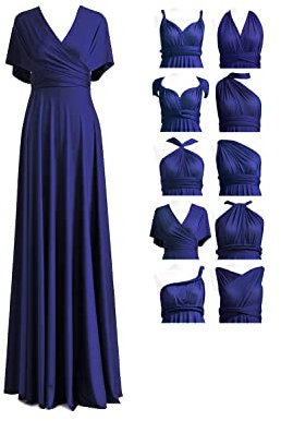 72styles Infinity Kleid mit Bandeau, wandelbares Brautjungfernkleid, lang, Übergröße, Mehrwege-Kleid, Twist-Wickelkleid, Mitternachtsblau, Einheitsgröße