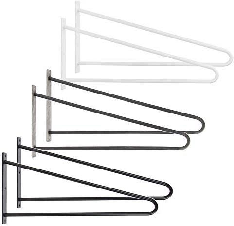Natural Goods Berlin 2x Tischhalterung HAIRPIN | pulverbeschichtet oder geölt | 12mm Rundstahl | Wandtisch | Wandhalterung für Schreibtisch, Schminktisch Laptoptisch | 50cm Tiefe | DIY (Industrial)