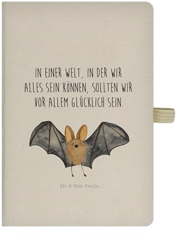 Mr. & Mrs. Panda DIN A5 Baumwoll Notizbuch Fledermaus Flügel - Geschenk, Eintragebuch, Notizen, Tiere, Schreibbuch, lustige Sprüche, Schreibheft, Journal, Tagebuch, süße Tiermotive, gute Laune