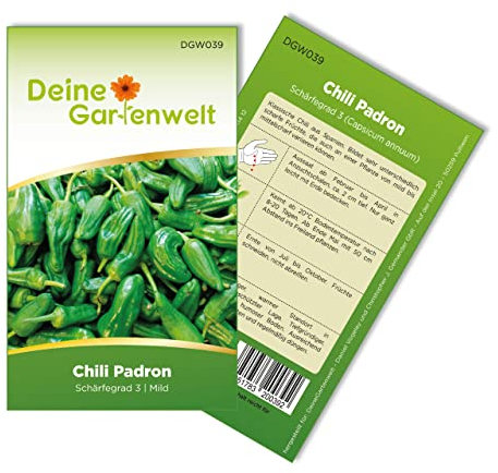 Chili Padron Samen - Capsicum annuum - Chilisamen - milde Sorte - Gemüsesamen - Saatgut für 5 Pflanzen