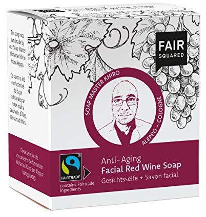 FAIR SQUARED Hautseife Gesicht Rotwein Anti Aging Seife 2 x 80 Gramm - für reife Haut - vegane Naturkosmetik - Zero Waste