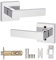 Probrico Polished Chrome Square Passage Door Lever Stainless Steel Door Knob Interior Door Handle for Hallway