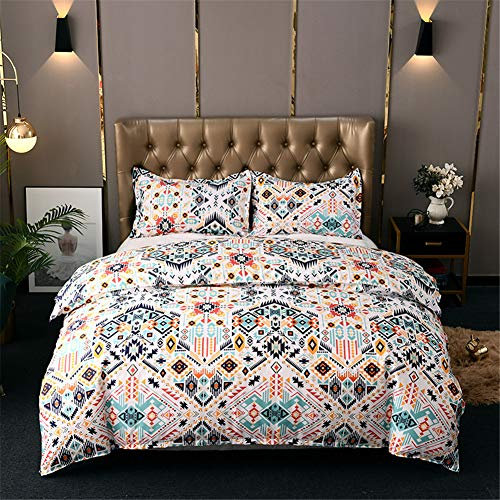 Chanyuan Bohemian Bettwäsche Set 135x200 cm, 2 Teilig Indisch Mandala Weich Mikrofaser Böhmisch Exotisch Bunt Geometrisch Muster Bettbezug mit Reißverschluss