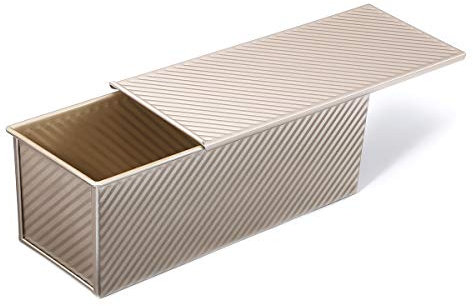 Pullman Moule à pain avec couvercle 1 kg en acier aluminium doré anti-adhésif