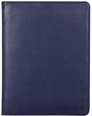 Rhodia 168104C - Konferenzmappe Rhodiarama 19,5x25,5 cm, mit Etui, dehnbare Haupttasche, 2 flache Reißverschlusstaschen, Kartenfächer, Stiftehalter, Cover aus Kunstleder Nachtsblau, 1 Stück