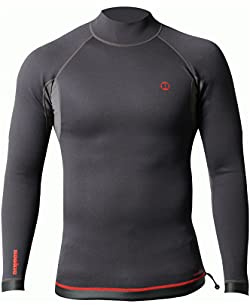 Nookie Mens Ti 1mm Long Sleeve Wetsuit Top - Black Red - Thermal Warm Heat Layer Layers