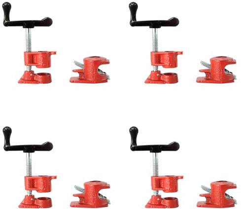 ATPEAM Wood Gluing Pipe Clamp Set | 4 Pack Heavy Duty Cast Iron Quick Release Pipe Clamps for Woodworking (4, 1/2)