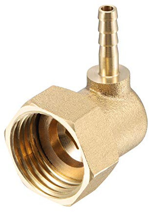 sourcing map Codo de conexión de manguera de latón, 4 mm de púas x G1/2 hembra giratoria tuerca conector de tubería para agua, combustible y aire