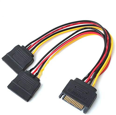 Multibao 15 Pin Sata Male to 2 Sata Female Power Splitter Y Cable 20cm