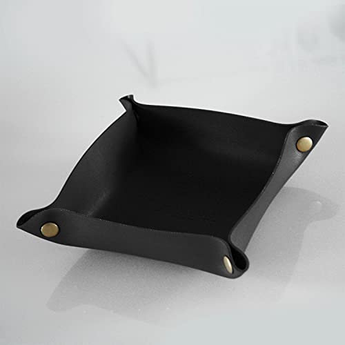 KXT DES!GN® - Elegante Schale/Ablage aus Kunstleder zur Aufbewahrung von Kleinteilen, Kosmetik. Büroartikel - Taschenleerer (Schale Klein, Schwarz)