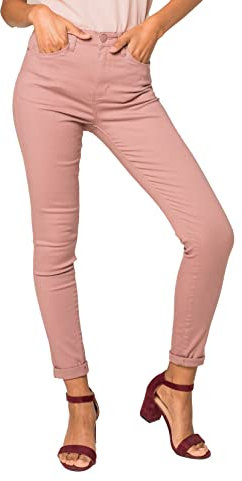 Nina Carter P056 - Pantalon en jean pour femme - Coupe skinny - Taille haute, Rose (P109-16), XL