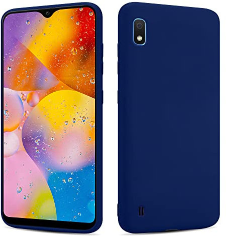 SHAANS Case For Samsung A10 TPU Silicone Rubber Phone Case Soft Matt Finish (Navy Blue)