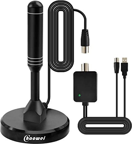 Chaowei-Antenna TV portatile amplificata interna a 120 miglia Antenna a Base magnetica con amplificatore di segnale per canali gratuiti 4K 1080p VHF UHF/DVB-T2, cavo coassiale 2M