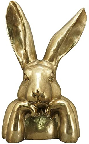 EXNER putziger origineller Osterhase als Büste Hasenkopf als Osterdeko Polyresin Gold antik Vintage Optik (groß ca. 49 cm hoch)