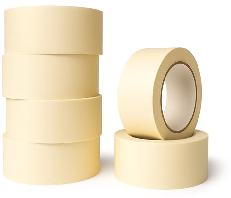 Buy Safe Nastro Carta - 6 Rotoli di Nastro Adesivo Carta Professionale per Mascheratura 50mm x 50m, Resistente, Preciso e Versatile, Qualità Made in Italy