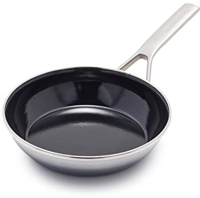 Merten & Storck European Crafted Steel Core Enameled Cookware, 8 Frying Pan Skillet, Induction, PFAS & PTFE Free, Dishwasher Safe, Oven & Broiler Safe, Cloud Grey