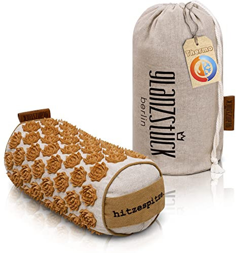 Glanzstück Berlin® Health Collection - Premium Akupressur Nackenrolle Nackenkissen Thermo Wärme gegen Nackenschmerzen Verspannungen HWS Kopfschmerzen aus Leinen nachhaltig