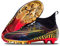 Scarpe professionali da calcio, unisex, adatte per attività all'aperto, per prato artificiale e per competizioni, per bambini e adulti, Oro nero., 39 EU