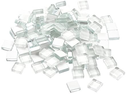 sourcing map Lot de 110 mini carreaux de mosaïque en verre faits à la main sans cristal pour loisirs créatifs Blanc