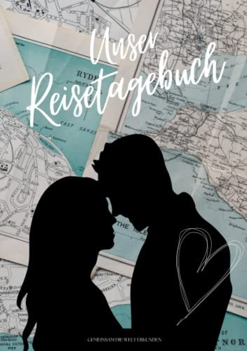 UNSER REISETAGEBUCH - Gemeinsam die Welt erkunden: Reisetagebuch für Paare zum Ausfüllen | Reisejournal zum Selberschreiben | Mit Platz zum Einkleben ... Bilder | Softcover Din A5 | Cover 1 Map blau