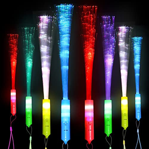 VEYLIN Glasfaser-Zauberstab, 8 Stück, leuchtende Faserstäbe mit 3 blinkenden Modellen für Kindergeburtstag, Hochzeit, Party