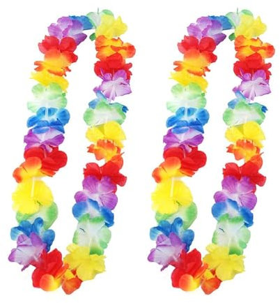 VICZON Hawaiianische Girlande Halskette 2 Stück Hawaiianische Tropische Party Dekorationen Hawaii Hula Mehrfarbige Blumen Girlanden für Tropische Partys, Strandpartys, Nachtbars und Strandurlaube