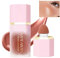 Liquid Blush Face Blusher Rouge Natural Smooth Blusher Pigment Long Lasting Creamy Soft Cheek Multi-purpose Stick Makeup With Cushion Cosmetics Liquid Facial Blush(Chocolate)