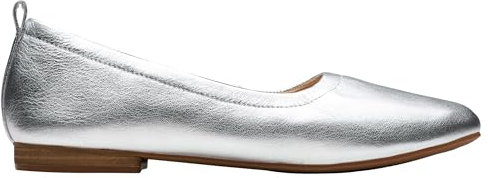 Clarks Women's Fawna Soft Ballet Flat, Silver Metallic, 5.5 UK
