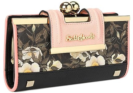 Gladdon Damen Geldbörse mit Blumenmuster – Vintage Portemonnaie mit 10 Kartenfächern, Sichtfenster, Kleingeldfach und 3 Fächern – Elegante Brieftasche für Frauen