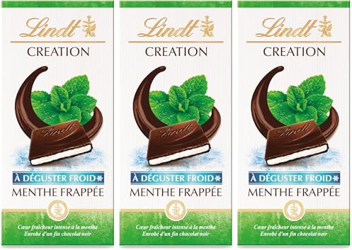 Lindt - Tablette Menthe Frappée CREATION - Chocolat Noir, 150g (Lot de 3)