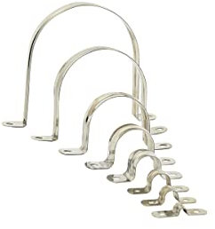 Boxonly Pipe Strap Clamp for Fixing Pipes Stainless Steel Saddle Clip U Shaped Pipe Clamp Two Hole Tube Strap Tension Clips U-Tube Ring Hose Clamp 200mm 10pcs