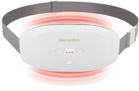 Homedics Cycle Comfort Heat and Vibration Belt, for Menstrual Cramps or IBS Symptoms, 3 Vibration Levels, 3 Heat Settings, Discreet and Comfortable Design, Travel Pouch and Charging Cable Included